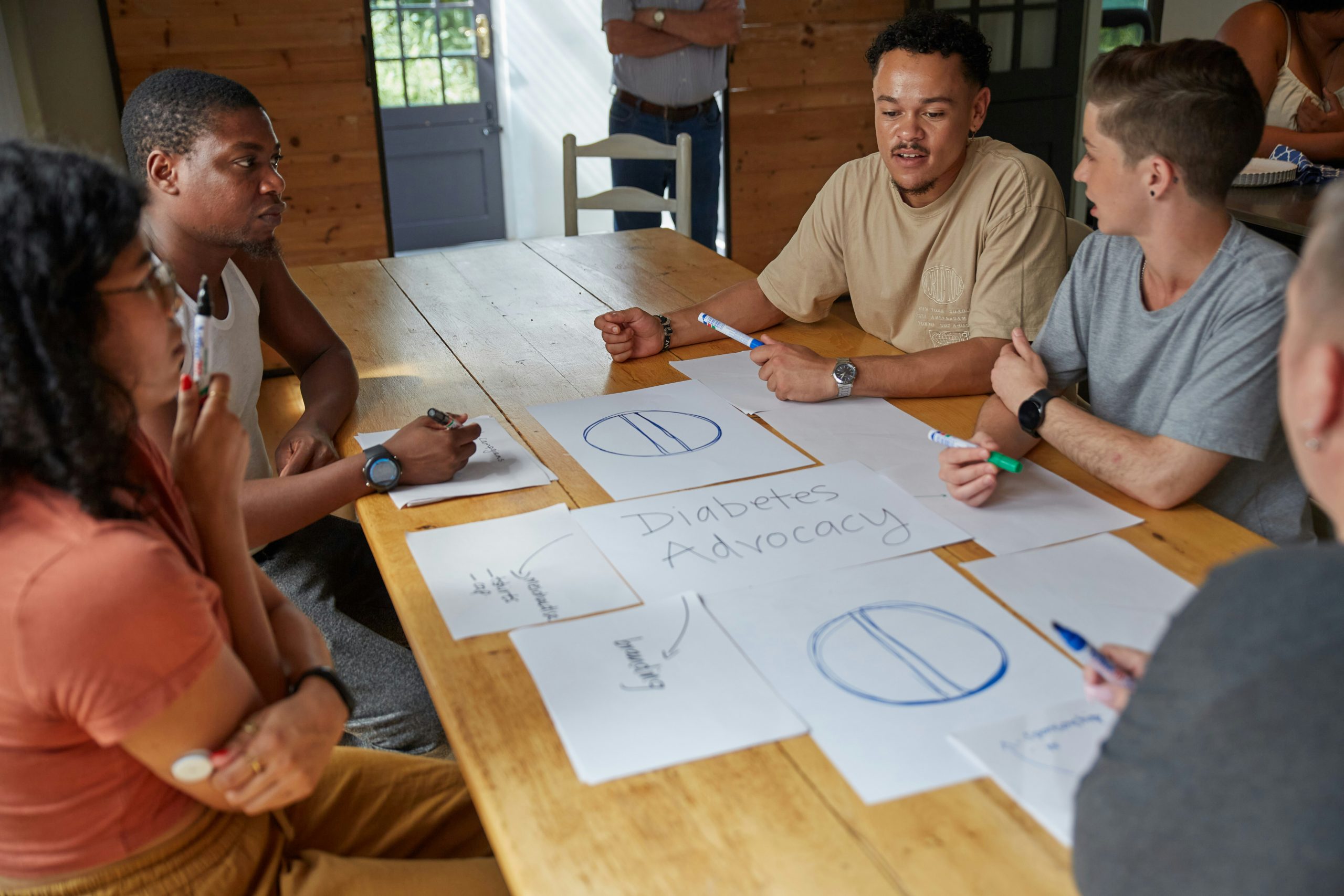 A team collaborating during a retreat session